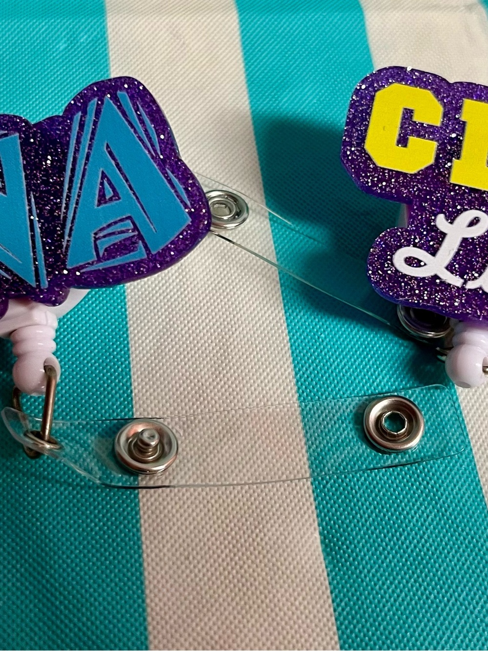 CNA Name Badge Reels set - Purple & Blue